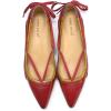 imageFSJ Womens Pointed Toe Flat Pumps Low Heel Slip on Loafers with Adjustable Bowknot Casual Formal Dress ShoesWine Red