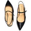 imageFSJ Womens Pointed Toe Leather Pumps Adjustable Band Slingback Flats Sexy Cutout Casual Formal Outfit Ladies Shoes Size 415 USBlack