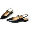 imageFSJ Womens Pointed Toe Leather Pumps Adjustable Band Slingback Flats Sexy Cutout Casual Formal Outfit Ladies Shoes Size 415 USBlack