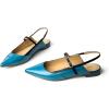 imageFSJ Womens Pointed Toe Leather Pumps Adjustable Band Slingback Flats Sexy Cutout Casual Formal Outfit Ladies Shoes Size 415 USBlue