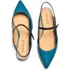 imageFSJ Womens Pointed Toe Leather Pumps Adjustable Band Slingback Flats Sexy Cutout Casual Formal Outfit Ladies Shoes Size 415 USBlue
