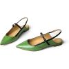 imageFSJ Womens Pointed Toe Leather Pumps Adjustable Band Slingback Flats Sexy Cutout Casual Formal Outfit Ladies Shoes Size 415 USGreen
