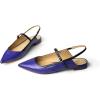 imageFSJ Womens Pointed Toe Leather Pumps Adjustable Band Slingback Flats Sexy Cutout Casual Formal Outfit Ladies Shoes Size 415 USPurple