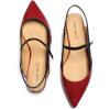 imageFSJ Womens Pointed Toe Leather Pumps Adjustable Band Slingback Flats Sexy Cutout Casual Formal Outfit Ladies Shoes Size 415 USRed
