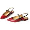 imageFSJ Womens Pointed Toe Leather Pumps Adjustable Band Slingback Flats Sexy Cutout Casual Formal Outfit Ladies Shoes Size 415 USRed