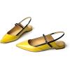 imageFSJ Womens Pointed Toe Leather Pumps Adjustable Band Slingback Flats Sexy Cutout Casual Formal Outfit Ladies Shoes Size 415 USYellow