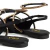imageFSJ Womens Pointed Toe Slingback Flats Gladiator Crystal Strap Sandals Low Heels Dress Pump Satin Party Shoes Size 415 USBlack