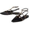 imageFSJ Womens Pointed Toe Slingback Flats Gladiator Crystal Strap Sandals Low Heels Dress Pump Satin Party Shoes Size 415 USBlack