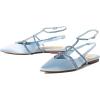 imageFSJ Womens Pointed Toe Slingback Flats Gladiator Crystal Strap Sandals Low Heels Dress Pump Satin Party Shoes Size 415 USBlue
