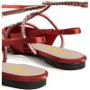 imageFSJ Womens Pointed Toe Slingback Flats Gladiator Crystal Strap Sandals Low Heels Dress Pump Satin Party Shoes Size 415 USRed