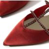 imageFSJ Womens Pointed Toe Slingback Flats Gladiator Crystal Strap Sandals Low Heels Dress Pump Satin Party Shoes Size 415 USRed