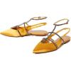 imageFSJ Womens Pointed Toe Slingback Flats Gladiator Crystal Strap Sandals Low Heels Dress Pump Satin Party Shoes Size 415 USYellow