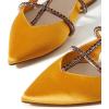 imageFSJ Womens Pointed Toe Slingback Flats Gladiator Crystal Strap Sandals Low Heels Dress Pump Satin Party Shoes Size 415 USYellow