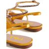 imageFSJ Womens Pointed Toe Slingback Flats Gladiator Crystal Strap Sandals Low Heels Dress Pump Satin Party Shoes Size 415 USYellow