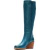 imageFSJ Women Comfortable Side Zipper Wedge High Heel Point Toe Fancy Pull On Ladies Fashion Winter Boot Size 415 USTeal