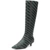 imageFSJ Women Fashion Pointed Toe Low Kitten Heel Knee High Boots Faux Fur Thread Comfort Winter Party Shoe with Side Zipper Size 415 USGreen