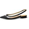 imageFSJ Women Leather Pointed Toe Low Heel Pumps Comfortable Slip on Slingback Flats Office Dress Shoes Size 412 USBlack