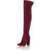 imageFSJ Women Over The Knee Chunky High Heels Stretch Thigh High Zipper Long Boot Winter Warm Shoes 415 USWine