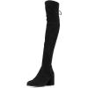 imageFSJ Women Overknee Thigh High Almond Toe Boots Chunky Mid Heel Laceup Pumps Winter Date ShoesBlack