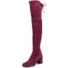 imageFSJ Women Overknee Thigh High Almond Toe Boots Chunky Mid Heel Laceup Pumps Winter Date ShoesMedium Violet Red