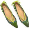 imageFSJ Womens Pointed Toe Flat Pumps Low Heel Slip on Loafers with Adjustable Bowknot Casual Formal Dress ShoesGreen