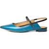 imageFSJ Womens Pointed Toe Leather Pumps Adjustable Band Slingback Flats Sexy Cutout Casual Formal Outfit Ladies Shoes Size 415 USBlue