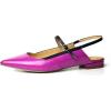imageFSJ Womens Pointed Toe Leather Pumps Adjustable Band Slingback Flats Sexy Cutout Casual Formal Outfit Ladies Shoes Size 415 USFuchsia