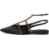 imageFSJ Womens Pointed Toe Slingback Flats Gladiator Crystal Strap Sandals Low Heels Dress Pump Satin Party Shoes Size 415 USBlack