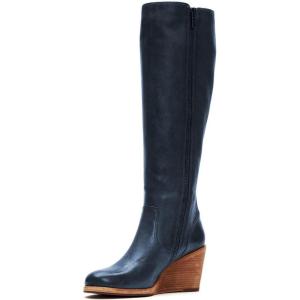 imageFSJ Women Comfortable Side Zipper Wedge High Heel Point Toe Fancy Pull On Ladies Fashion Winter Boot Size 415 USBlue