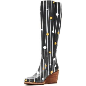 imageFSJ Women Comfortable Side Zipper Wedge High Heel Point Toe Fancy Pull On Ladies Fashion Winter Boot Size 415 USGalaxy