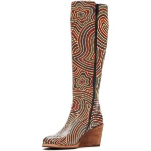 imageFSJ Women Comfortable Side Zipper Wedge High Heel Point Toe Fancy Pull On Ladies Fashion Winter Boot Size 415 USGeometry