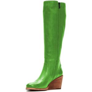 imageFSJ Women Comfortable Side Zipper Wedge High Heel Point Toe Fancy Pull On Ladies Fashion Winter Boot Size 415 USLime