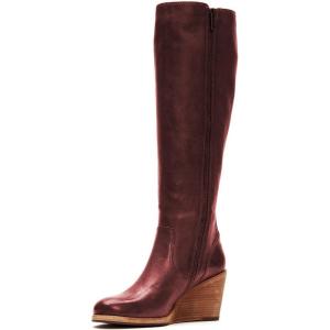imageFSJ Women Comfortable Side Zipper Wedge High Heel Point Toe Fancy Pull On Ladies Fashion Winter Boot Size 415 USMaroon