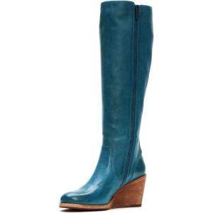 imageFSJ Women Comfortable Side Zipper Wedge High Heel Point Toe Fancy Pull On Ladies Fashion Winter Boot Size 415 USTeal