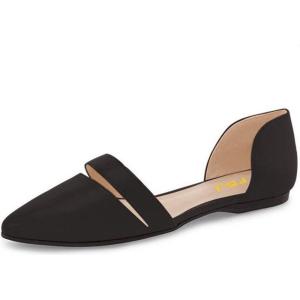 imageFSJ Women Cute DOrsay Ballet Flat for Comfort Pointed Toe Low Heel Dress Casual Shoe Size 415 USBlack