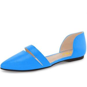 imageFSJ Women Cute DOrsay Ballet Flat for Comfort Pointed Toe Low Heel Dress Casual Shoe Size 415 USBlue