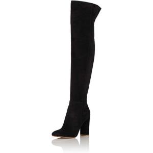 imageFSJ Women Over The Knee Chunky High Heels Stretch Thigh High Zipper Long Boot Winter Warm Shoes 415 USBlack