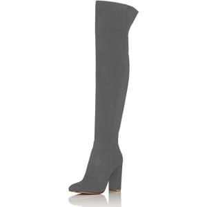 imageFSJ Women Over The Knee Chunky High Heels Stretch Thigh High Zipper Long Boot Winter Warm Shoes 415 USDimgray