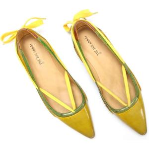 imageFSJ Womens Pointed Toe Flat Pumps Low Heel Slip on Loafers with Adjustable Bowknot Casual Formal Dress ShoesYellow