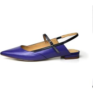 imageFSJ Womens Pointed Toe Leather Pumps Adjustable Band Slingback Flats Sexy Cutout Casual Formal Outfit Ladies Shoes Size 415 USPurple