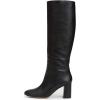imageFSJ Women Chic Knee High Boots Stretch Pull On Round Closed Toe Long Booties Chunky Block Heels Leather Ladies Dress Party Fall Winter Shoes Size 415 USBlack