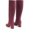 imageFSJ Women Chic Knee High Boots Stretch Pull On Round Closed Toe Long Booties Chunky Block Heels Leather Ladies Dress Party Fall Winter Shoes Size 415 USWine Red