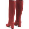 imageFSJ Women Chic Knee High Boots Stretch Pull On Round Closed Toe Long Booties Chunky Block Heels Leather Ladies Dress Party Fall Winter Shoes Size 415 USRed