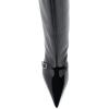 imageFSJ Women Fashion Knee Boots Patent Leather Closed Pointed Cap Toe Stiletto Mid Low Heels Comfort Pull On Wide Calf Fall Winter Shoes Size 415 USBlack