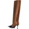 imageFSJ Women Fashion Knee Boots Patent Leather Closed Pointed Cap Toe Stiletto Mid Low Heels Comfort Pull On Wide Calf Fall Winter Shoes Size 415 USCoffee