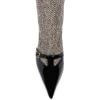 imageFSJ Women Fashion Knee Boots Patent Leather Closed Pointed Cap Toe Stiletto Mid Low Heels Comfort Pull On Wide Calf Fall Winter Shoes Size 415 USGrey