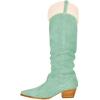 imageFSJ Women Knee High Boots Fur Collar Stacked Chunky Heel Closed Toe Faux Suede Wide Calf Slouchy Fashion Cowgirl Dress Long Boot Size 416 USGreen