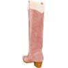 imageFSJ Women Knee High Boots Fur Collar Stacked Chunky Heel Closed Toe Faux Suede Wide Calf Slouchy Fashion Cowgirl Dress Long Boot Size 416 USPink