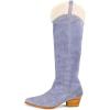 imageFSJ Women Knee High Boots Fur Collar Stacked Chunky Heel Closed Toe Faux Suede Wide Calf Slouchy Fashion Cowgirl Dress Long Boot Size 416 USPurple