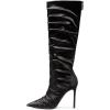 imageFSJ Women Knee High Boots Pointy Toe Stiletto High Heel Slouchy Back Zipper Booties Fashion Long Stretch Sexy Fall Winter Dress Shoes Size 415 USBlack